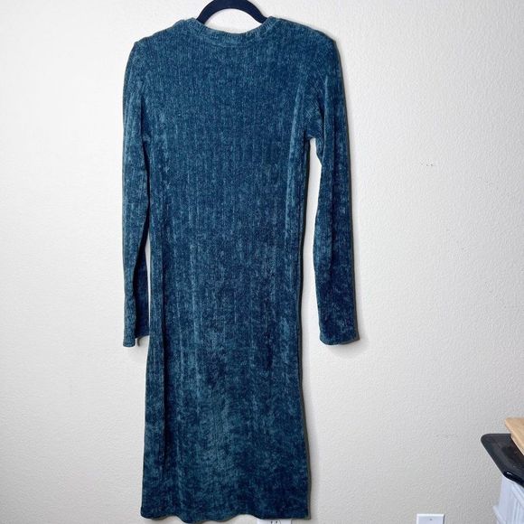 Zara Women's White/Green Knit Sweater Bodycon Dress Crew Neck Long Sleeve Size S - Picture 2 of 6